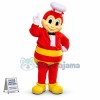 Thoughtful Restaurant Receptionist Red Bee Mascot Costume