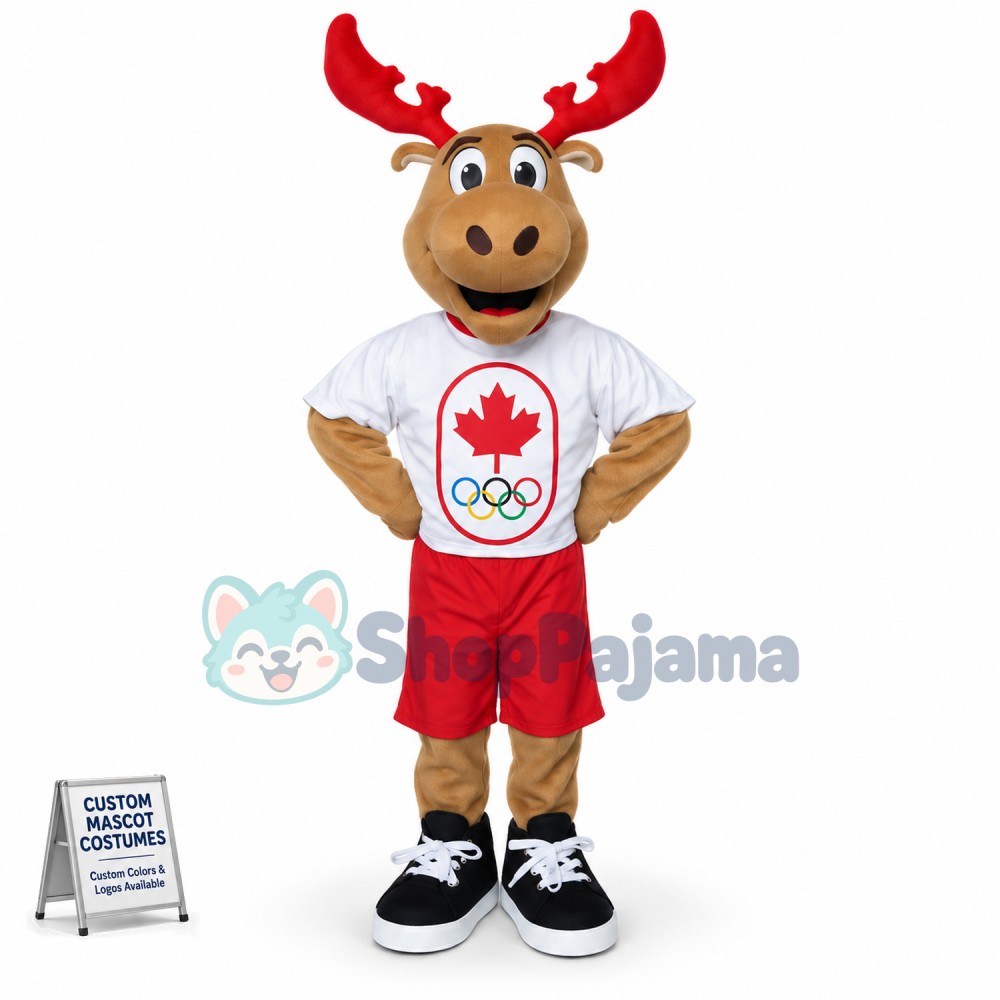Athlete Elk With Red Antlers Mascot Costume