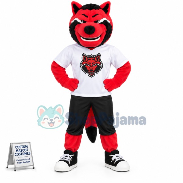 The Imposing Red Wolf Player Mascot Costume