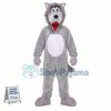Thin Gray Wolf With Open Mouth Mascot Costume