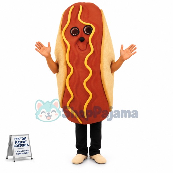 Crude Hot Dog With Mustard Sauce Mascot Costume