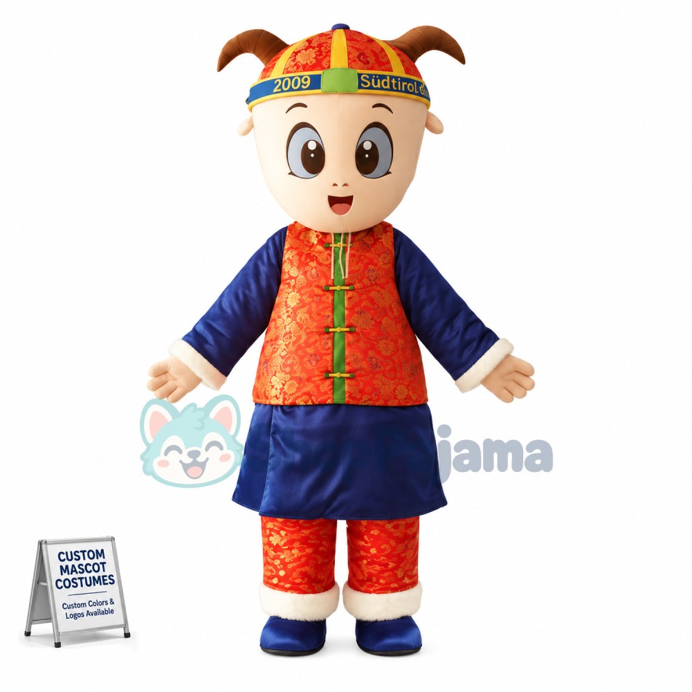 Blessing Doll Wearing Thick Padded Jacket Mascot Costume