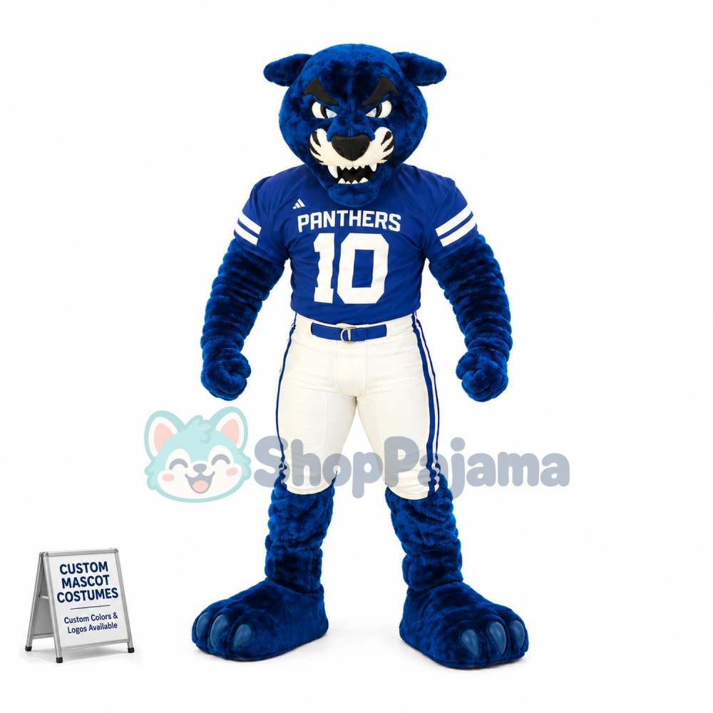 Blue Panther With Hale Body Mascot Costume