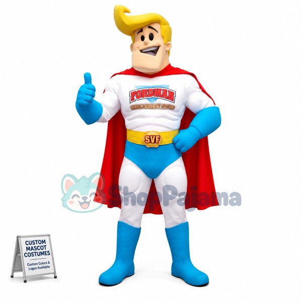 Muscle Blond Cleaning Guard Mascot Costume