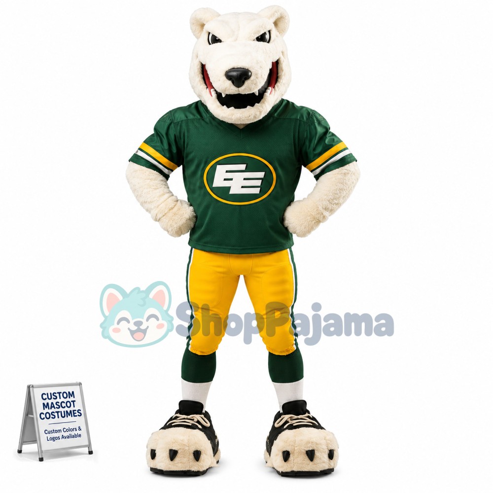 Athletic Rugby Player White Leopard Mascot Costume