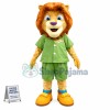 Amiable Baby Lion In The Green Suit Mascot Costume