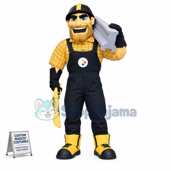 Blue-eyed Worker Carrying Brick Mascot Costume