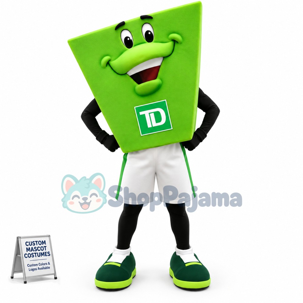 Cartoon Green Sign of Convenience Bank Mascot Costume