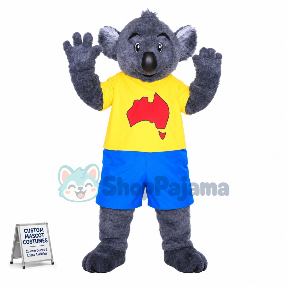 Bright Soft Gray Koala Mascot Costume