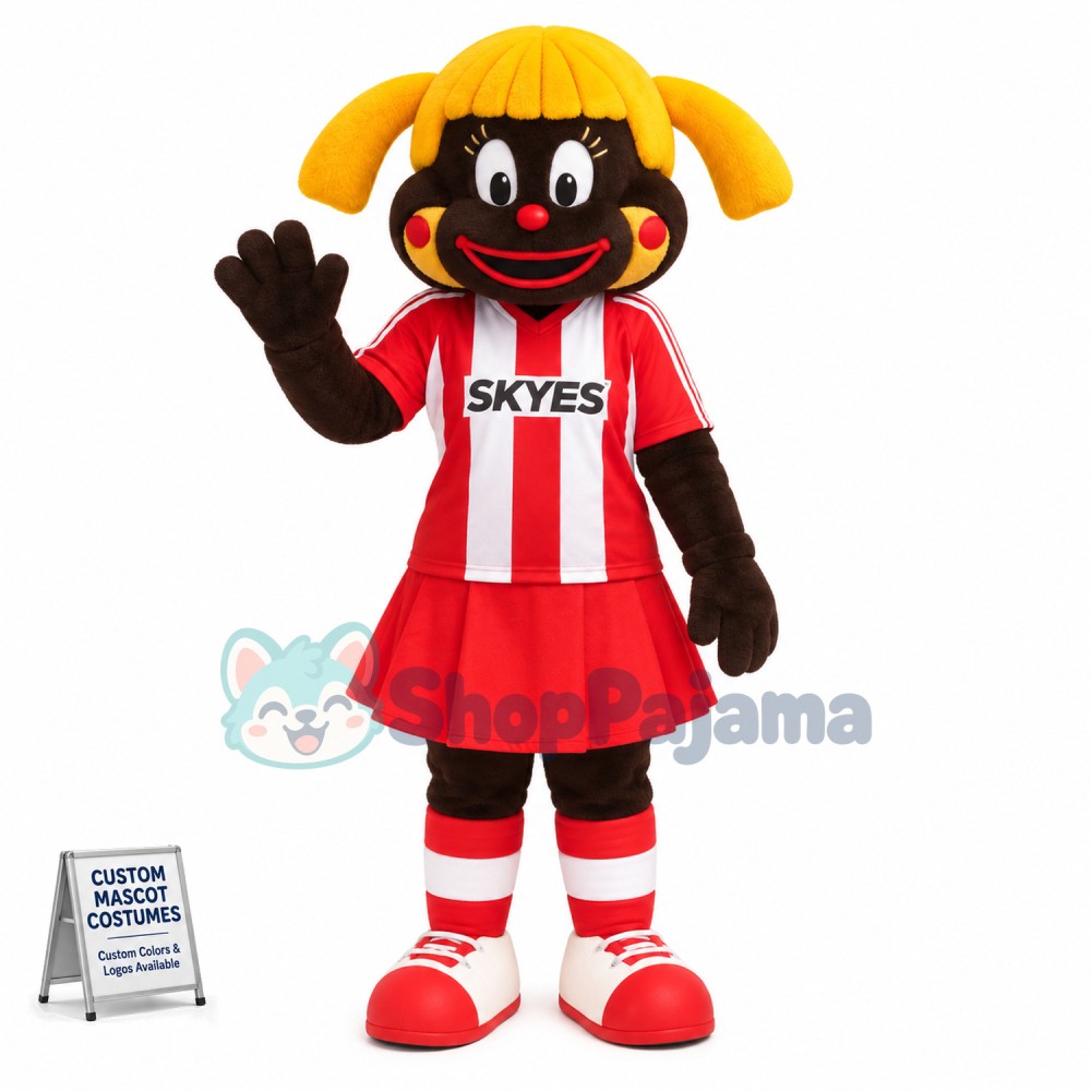 Blonde Black Cheer Girl Doll Mascot Costume