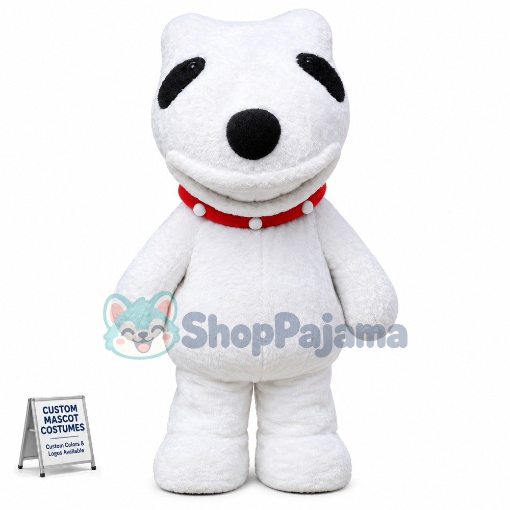 Adult Soft White Dog On The Beach Mascot Costume
