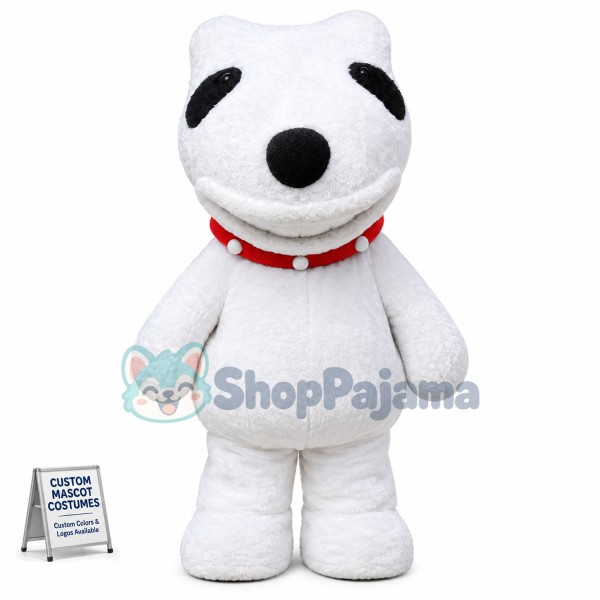 Adult Soft White Dog On The Beach Mascot Costume