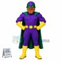 Purple Superhero With Dollar Badge Mascot Costume