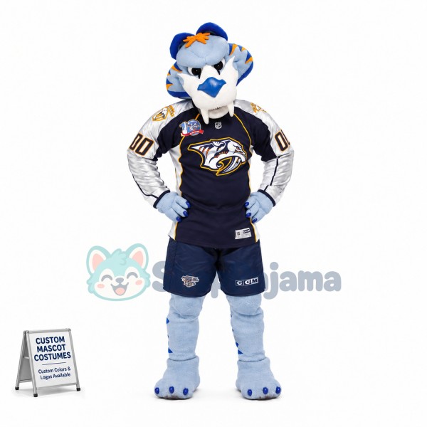 The Majestic Light Blue Tiger Racer Mascot Costume