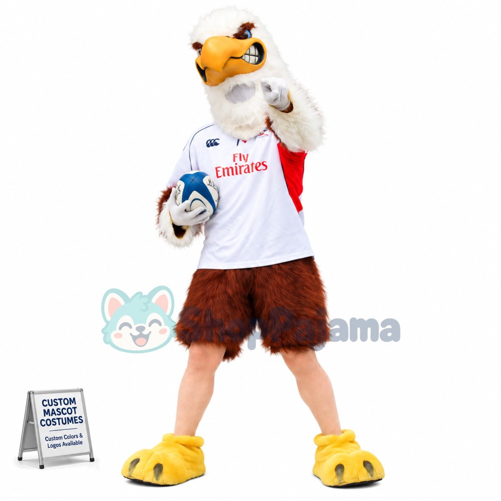 Walking Style Furry Falcon Holding Ball Mascot Costume