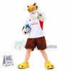 Walking Style Furry Falcon Holding Ball Mascot Costume