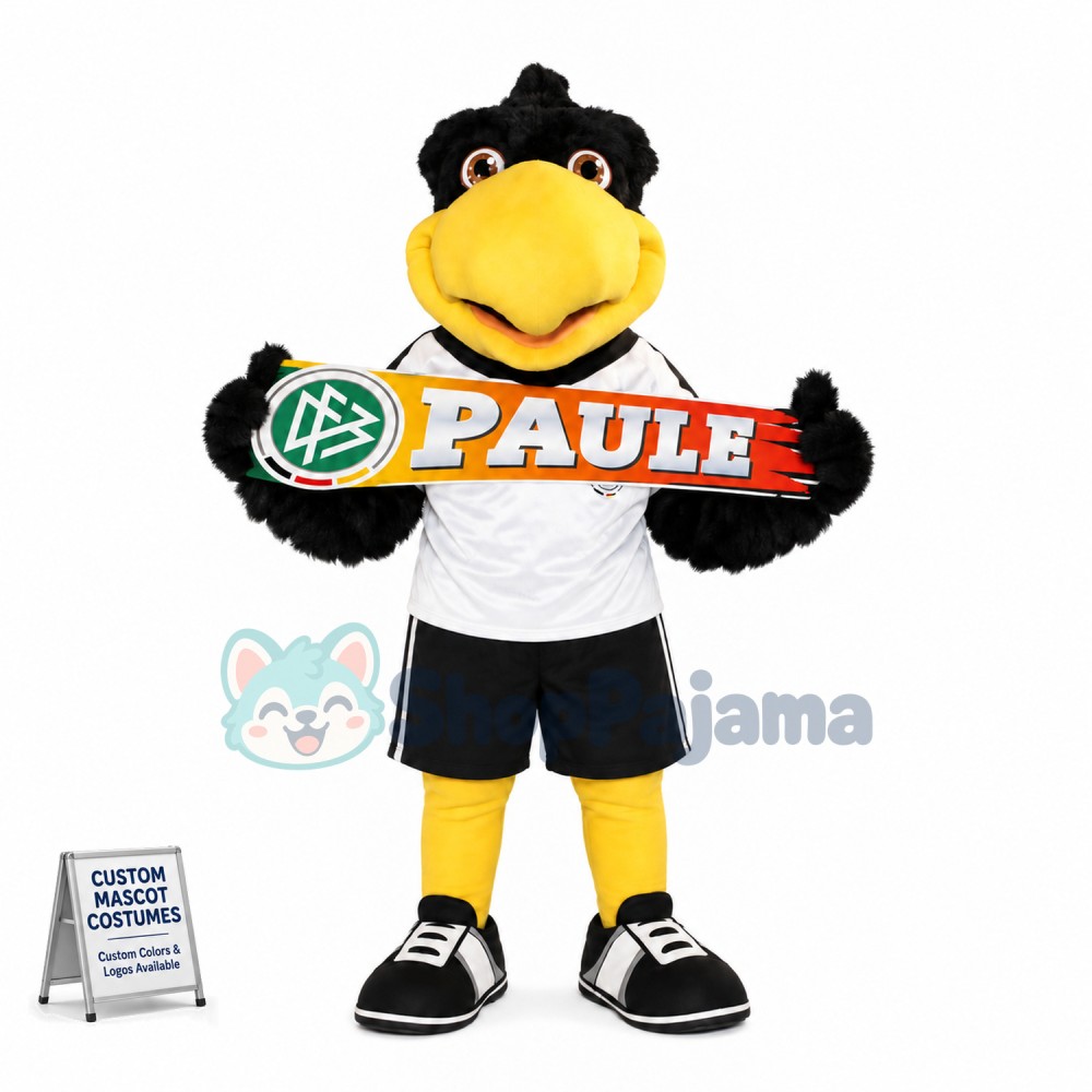 Adult Black Eagle Holding The Signage Mascot Costume