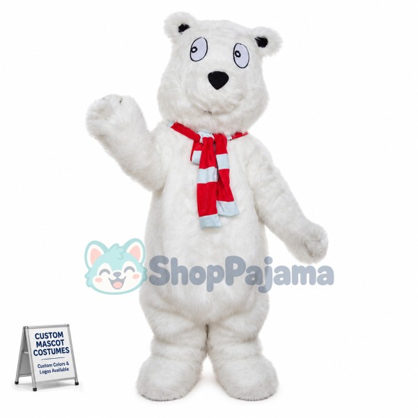 Adult Warm Long Wool White Bear Mascot Costume