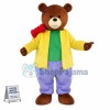 The Father Bear Wearing Yellow Coat Mascot Costume
