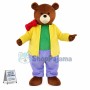 The Father Bear Wearing Yellow Coat Mascot Costume