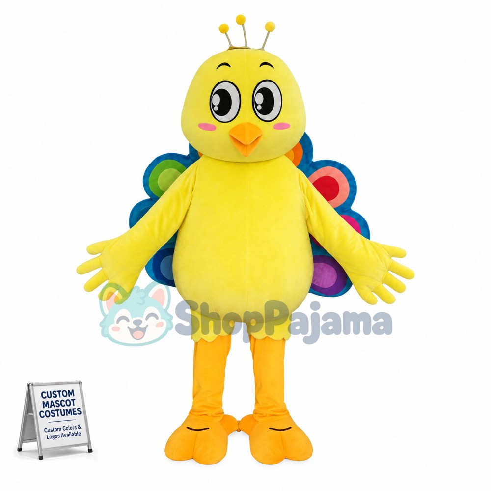 Little Peacock With Colorful Tail Mascot Costume