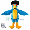 Blue Bird Wearing Hat Mascot Costume