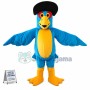 Blue Bird Wearing Hat Mascot Costume