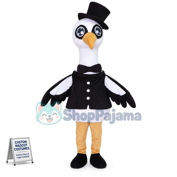 Elegant Ostrich In The Dinner Suit Mascot Costume