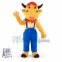 Yellow Calf Wearing Hat Mascot Costume
