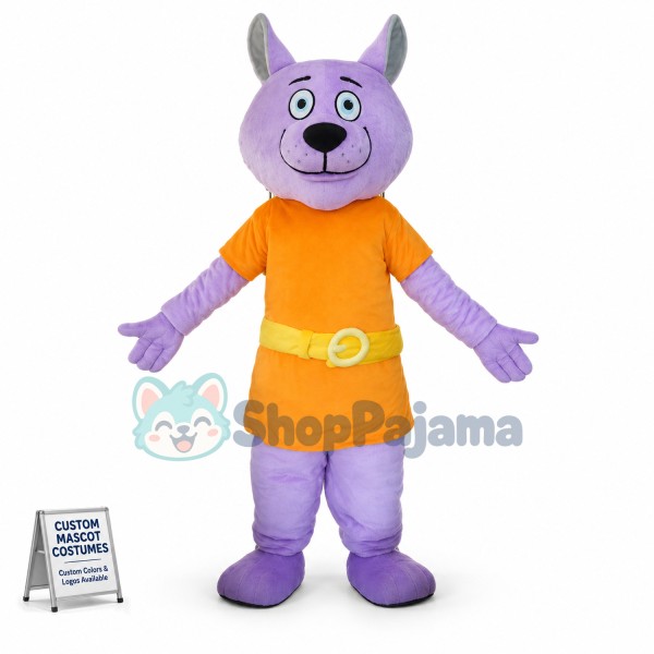Violet Dog With Tunic Top Mascot Costume