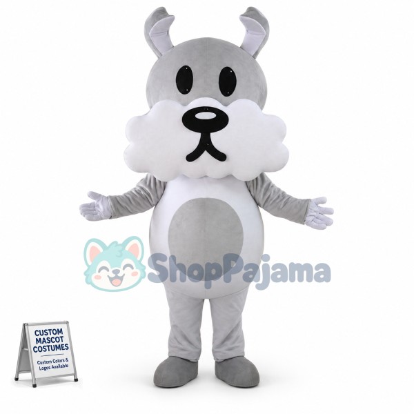 Adult Size Gray & White Dog Mascot Costume