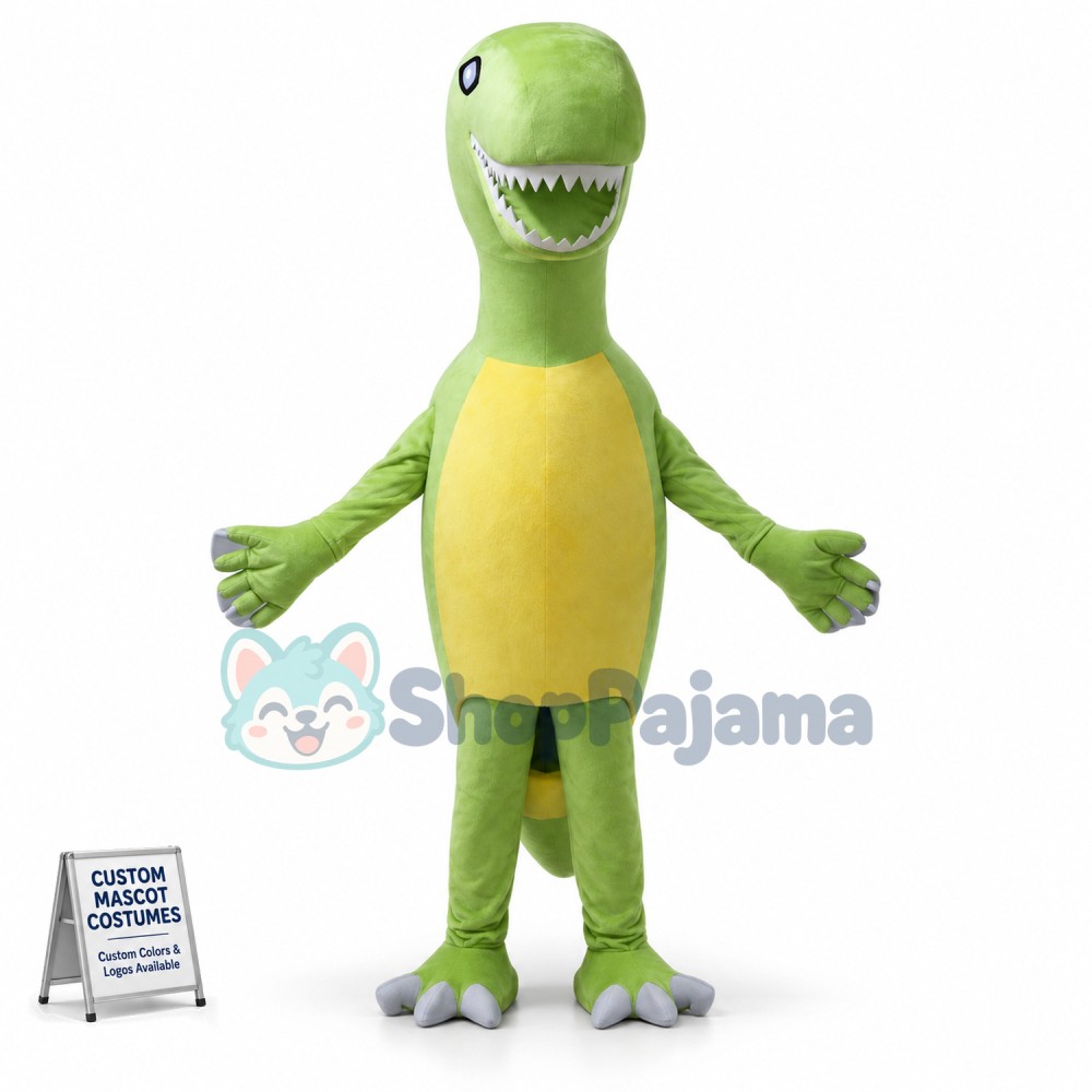 Baby Dinosaur Showing Sharp Teeth Mascot Costume