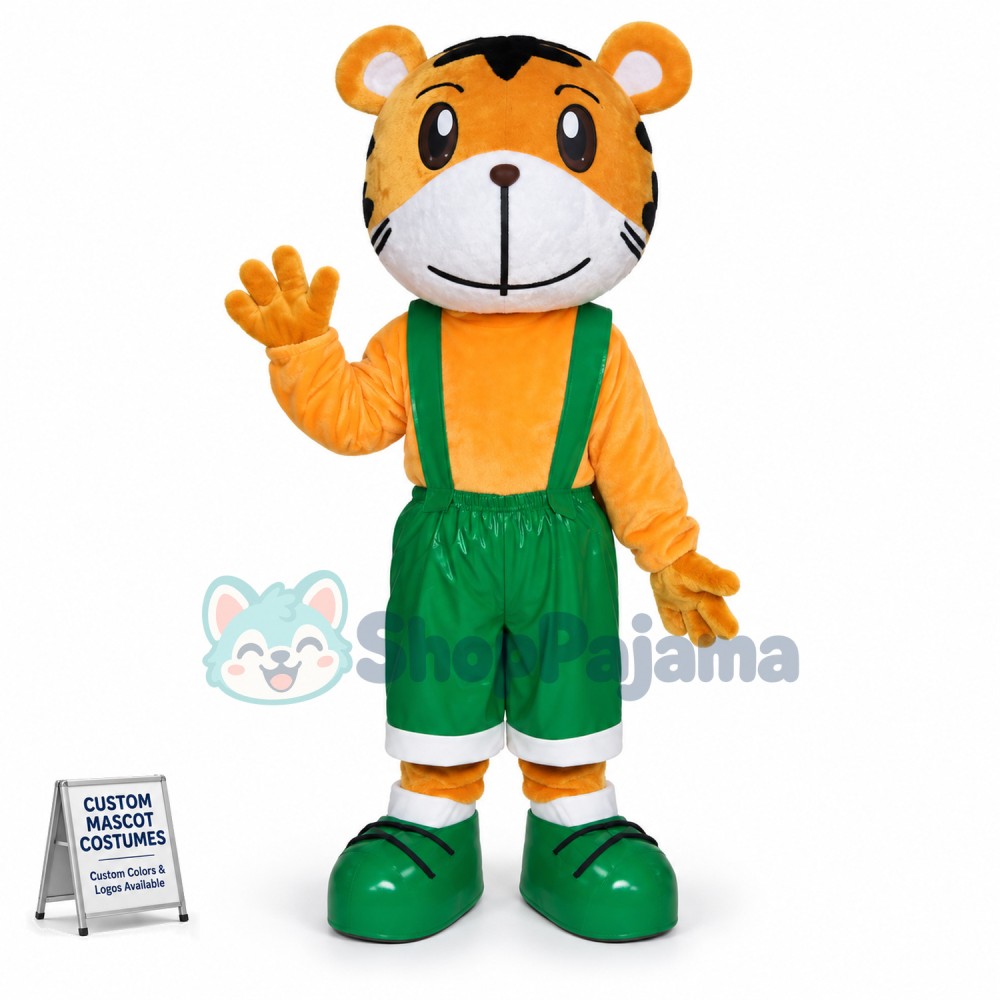 Amiable Baby Tiger With Green Pants Mascot Costume