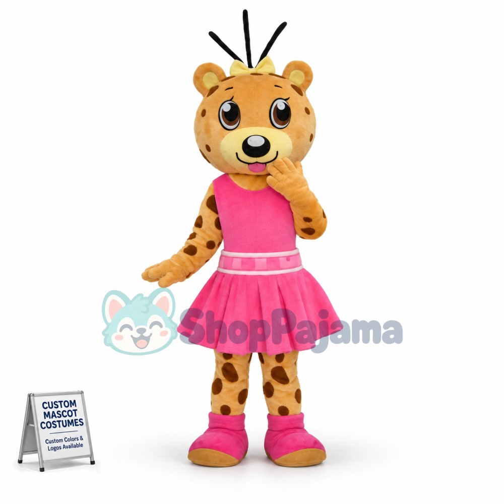 Cartoon Cute Leopard With Casual Suit Mascot Costume