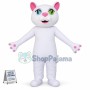 White Cat With Heterochromatic Pupils Mascot Costume