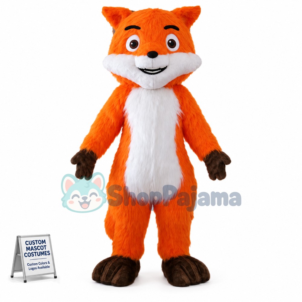 Agreeable Orange Furry Fox Mascot Costume