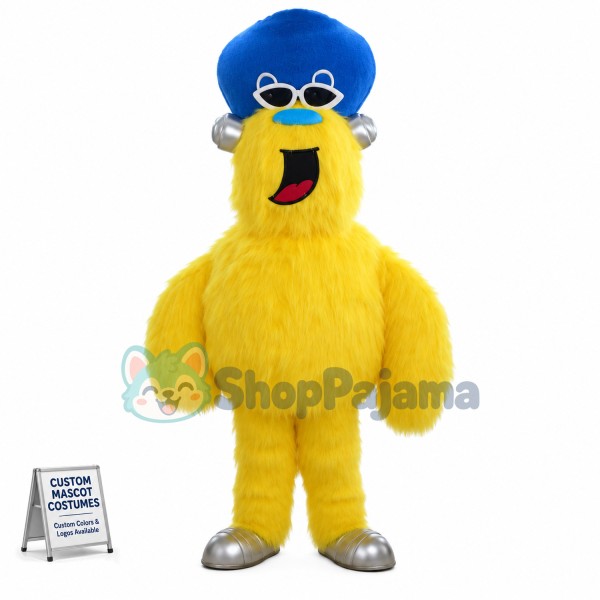 Howling Yellow Hairy Baboon Mascot Costume