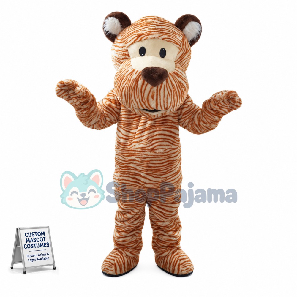 Striped Tiger Mascot Costume For Adult