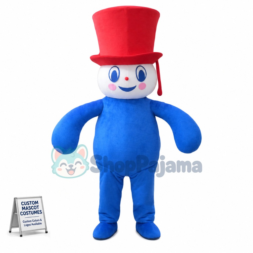 Bright Snowman With Whole Blue Body Mascot Costume