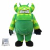 Bulky Green Monster With Horns Mascot Costume