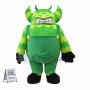 Bulky Green Monster With Horns Mascot Costume