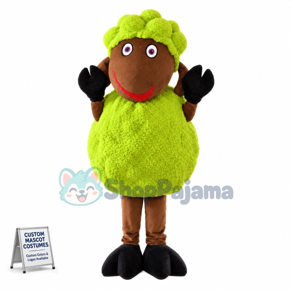 Curly Sheep With Yellow Wool Mascot Costume