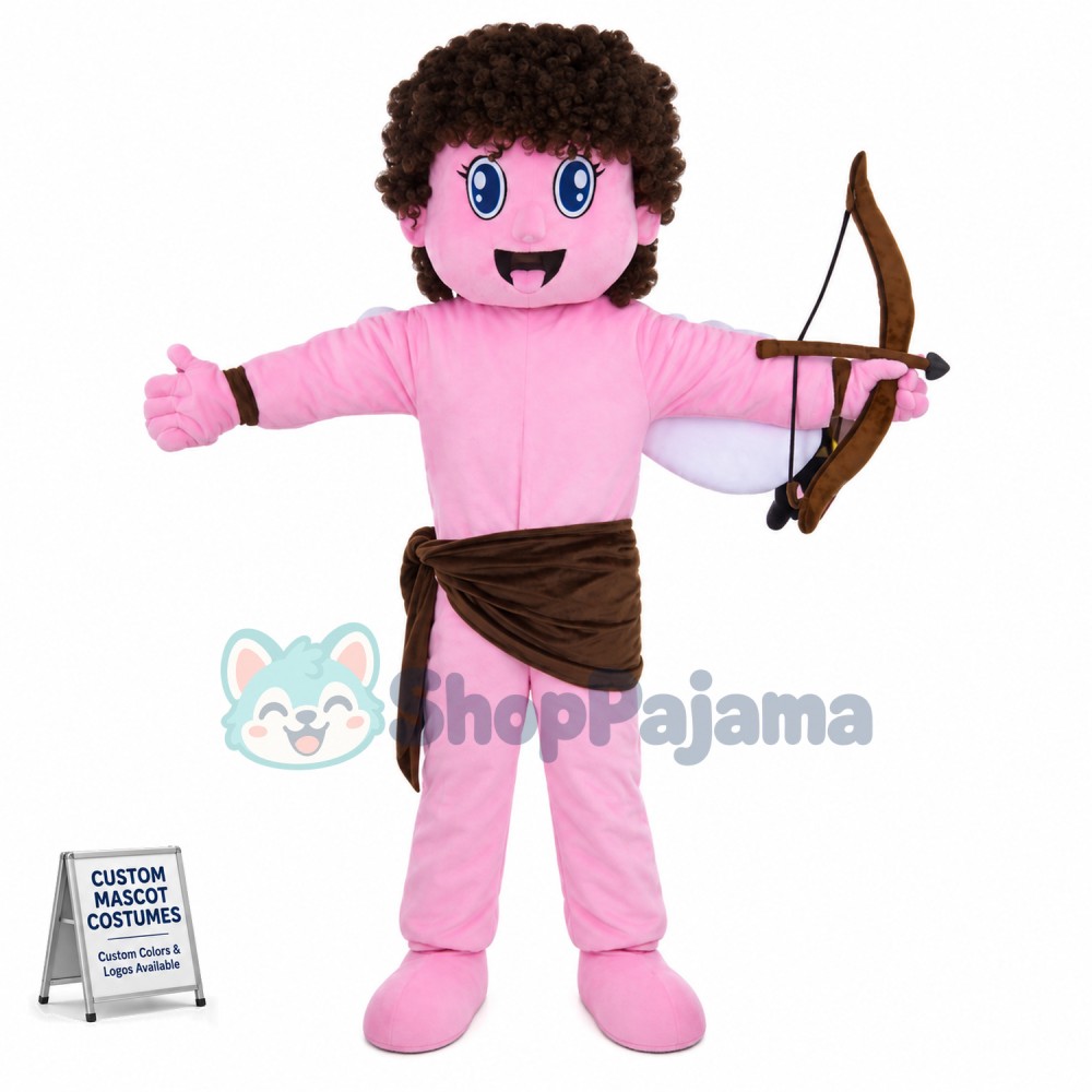 Angle Cupid Holding Bow and Arrow Mascot Costume