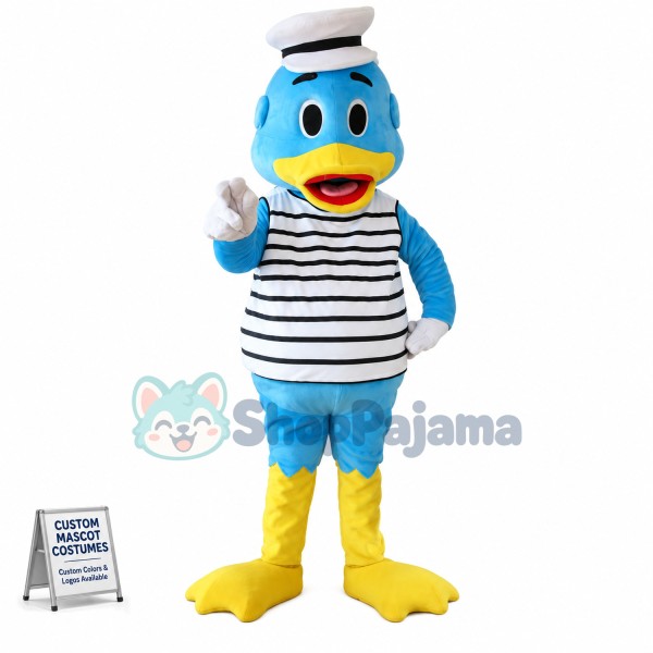 Captain Duck In the Striped Vest Mascot Costume