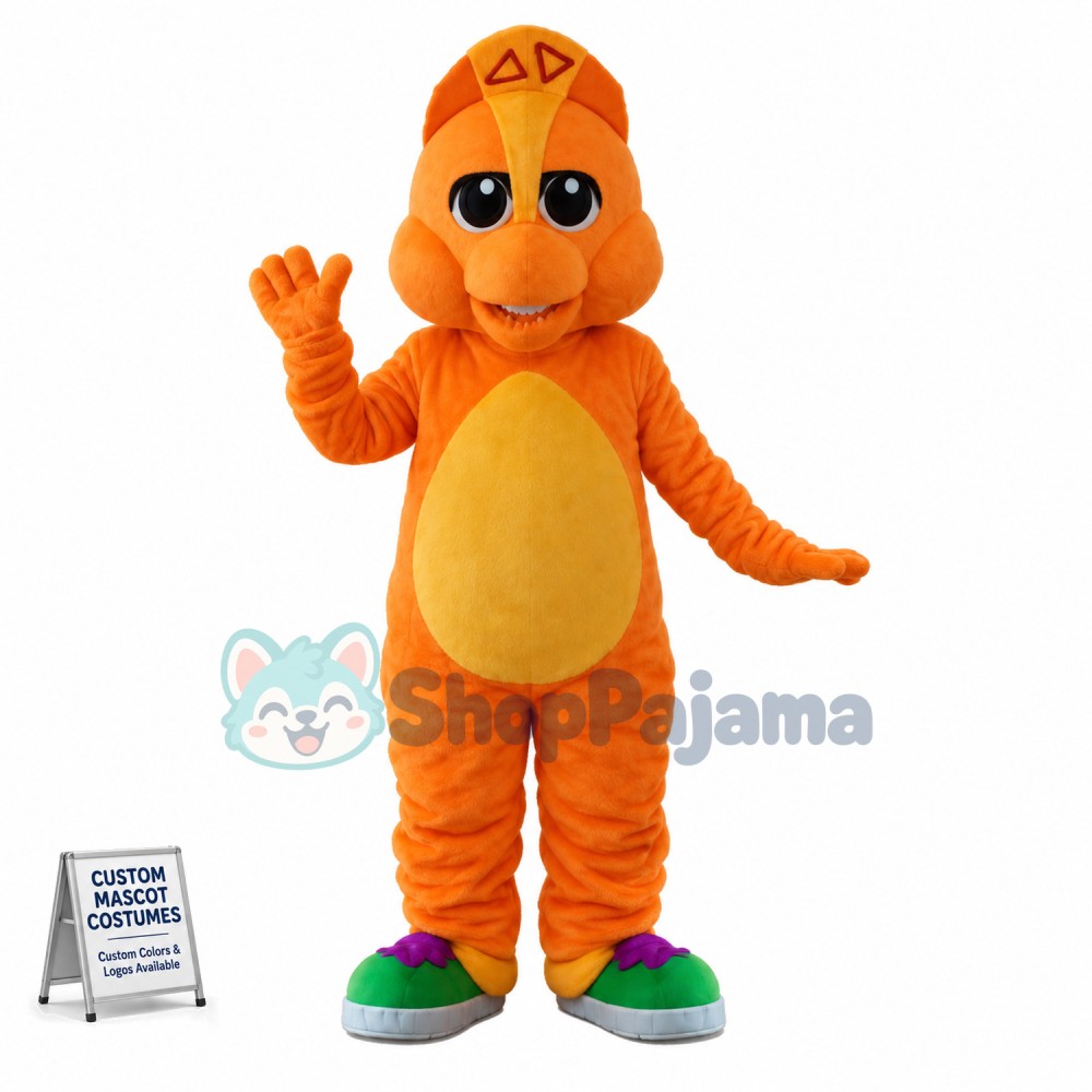 Orange Baby Triceratop Mascot Costume