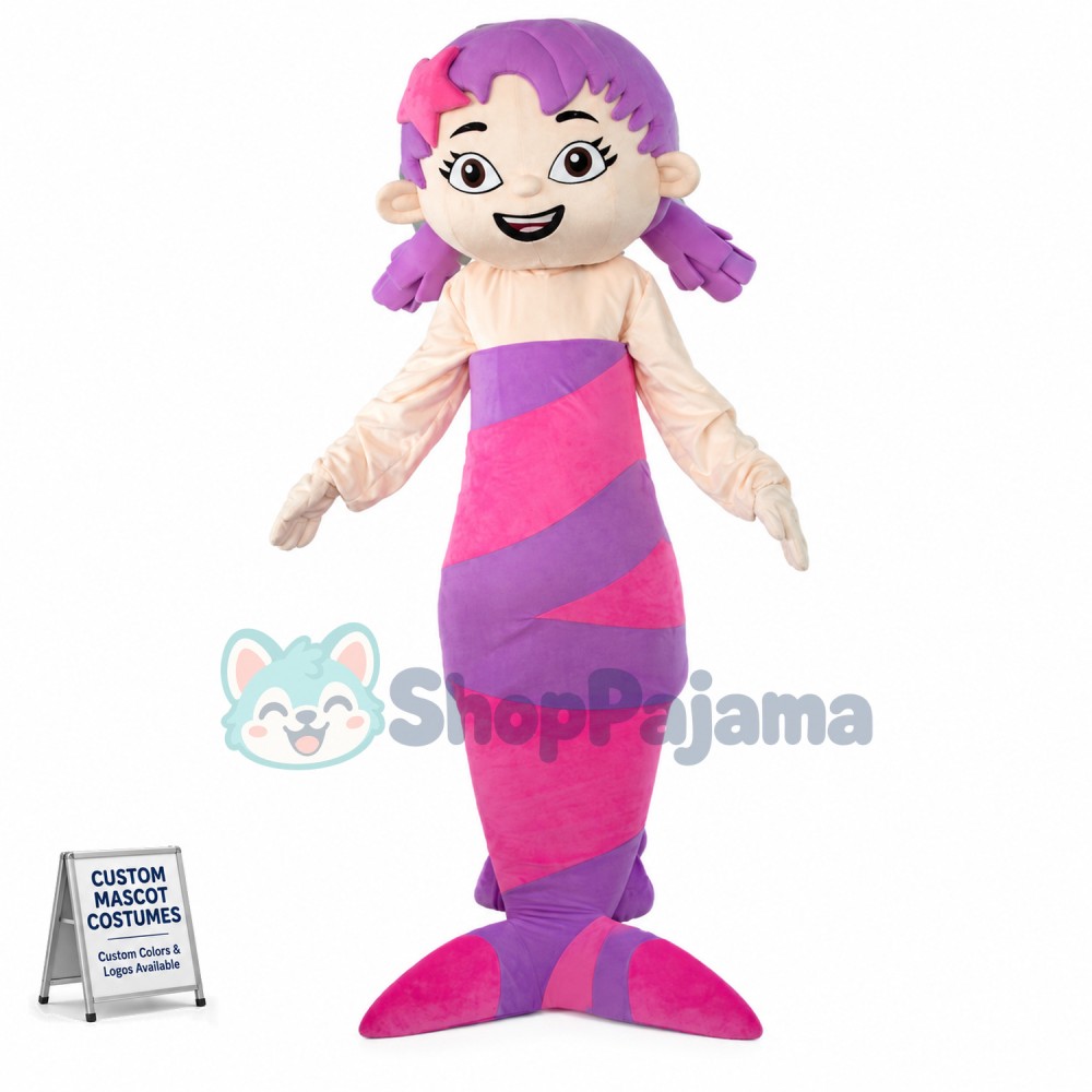 Little Mermaid Princess With Purple Hair Mascot Costume