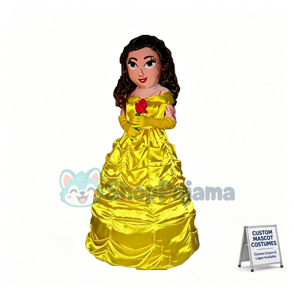 Princess Belle In The Yellow Dress Mascot Costume