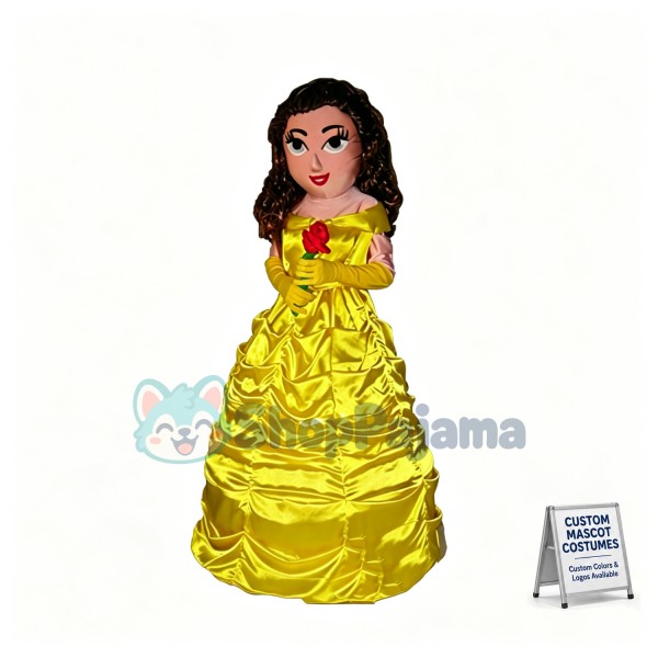 Princess Belle In The Yellow Dress Mascot Costume
