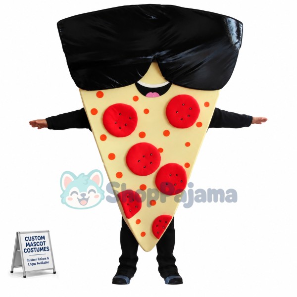 Cheese Pizza With Sunglasses Mascot Costume