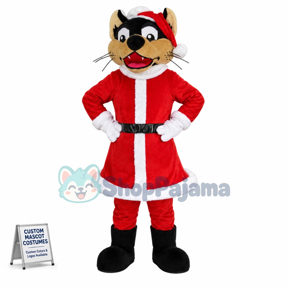 Warm Christmas Wolf Couple Mascot Costume